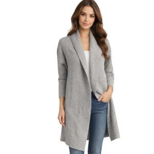 Halogen 100% Cashmere Shawl Collar Cardigan Sweater XS/S Gray Open Front